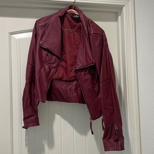 Red faux leather jacket. Lulus. Size small